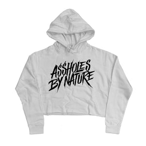 Assholes By Nature  White Logo "White" Crop Top Hoodie