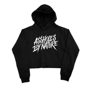 Assholes By Nature  White Logo "Black" Crop Top Hoodie