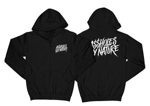 Assholes By Nature White Logo "Black" Zip Up Hoodie